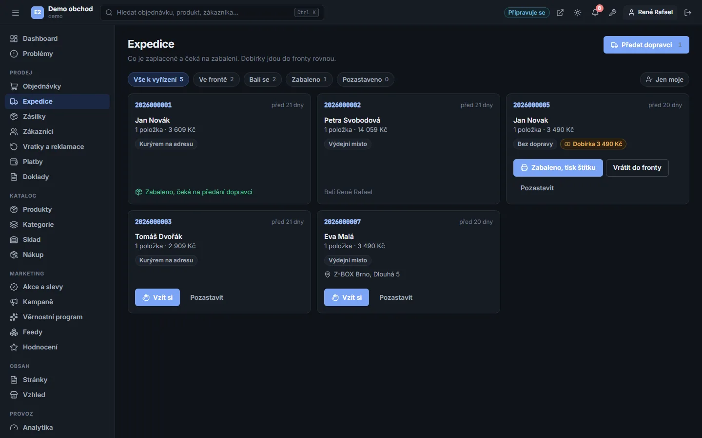 Buyshop admin – Fulfilment (Dark mode)